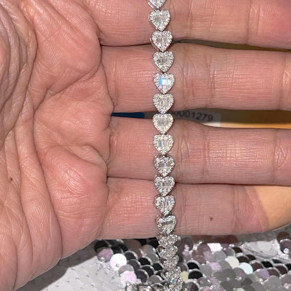 Vvs GRA certified baguette heart diamond tennis bracelet 100%passes diamond test